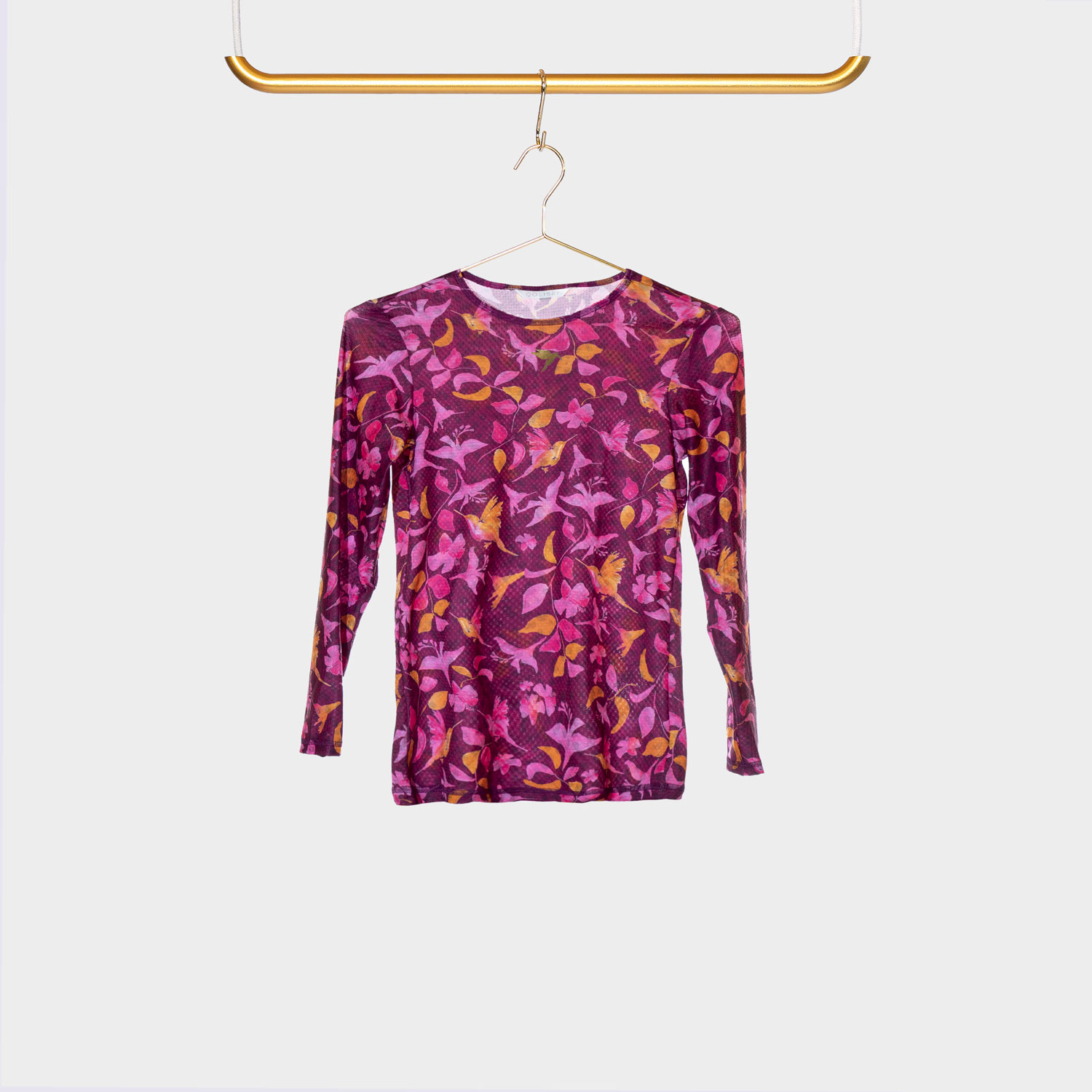 Mesh Shirt Longsleeve Bordeaux Flower