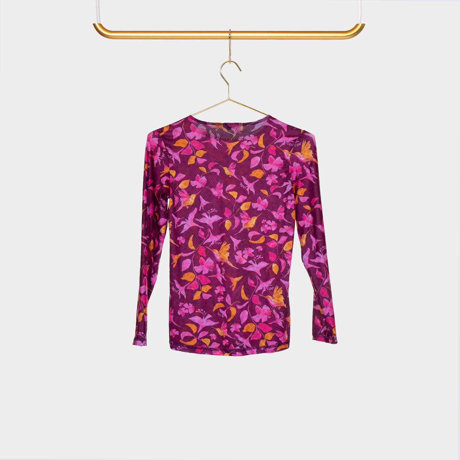 Mesh Shirt Longsleeve Bordeaux Flower